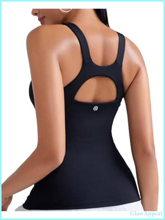 Tops - RUNNING GIRL Women's Workout Tank Top with Built-in Bra Strappy Back Yoga Crop